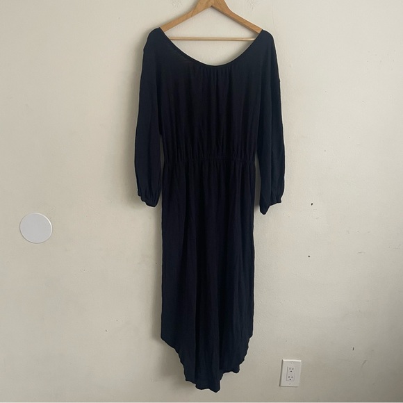 NWT FP Beach Seasons In The Sea Midi Dress Black XL Open Back Bohemian Relaxed - Picture 2 of 8